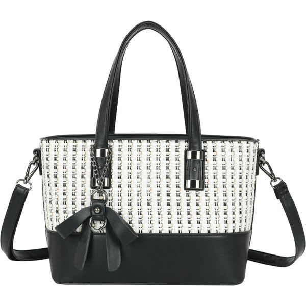Gallantry, Shopper Strutturata Da Donna Con Motivo A Quadri E Tracolla, Bianco/Nero-image