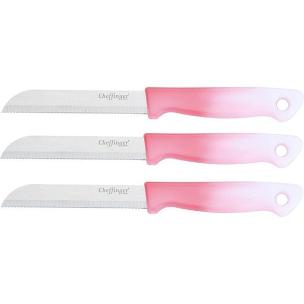 3 Pezzi Coltello Da Cucina 18 Cm Con Manico Ergonomico - Versatile E Facile Da Pulire, Rosa-image