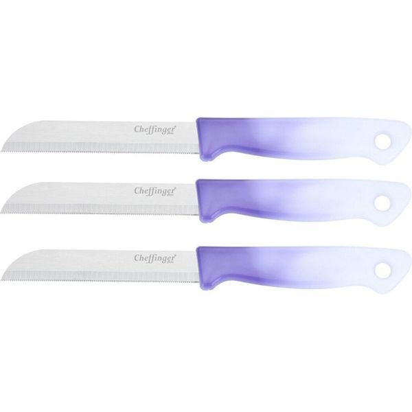 3 Pezzi Coltello Da Cucina 18 Cm Con Manico Ergonomico - Versatile E Facile Da Pulire, Viola-image