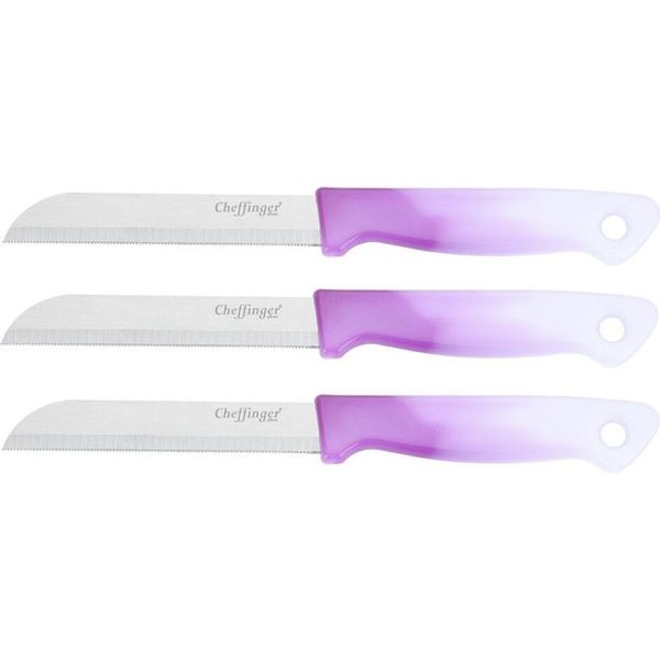 3 Pezzi Coltello Da Cucina 18 Cm Con Manico Ergonomico - Versatile E Facile Da Pulire, Viola-image