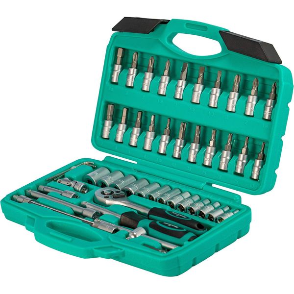 Set Cricchetti E Bussole Da 46 Pezzi | Wiesemann 80089 | Lega Acciaio In Cromo E Vanadio | Bussole E Punte | 1/4’’ | Avvitatore | Adattatore | Punte Ph E Pz | Valigetta Per Trasporto-image
