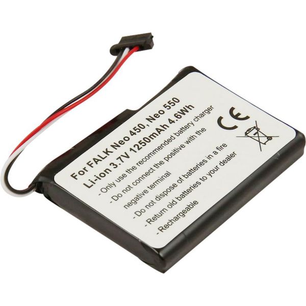 Avizar, Batteria Di Ricambio Falk Neo 450/550 Gps 3,7V 1250Mah Li-Ion, Bianco / Nero-image