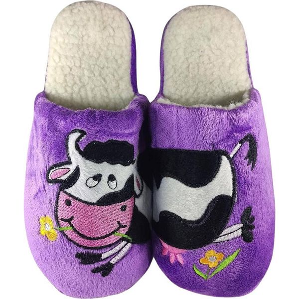Pantofole Da Donna Divertenti Con Pantofole Di Mucca Pantofole Di Peluche Viola Taglia 41-image