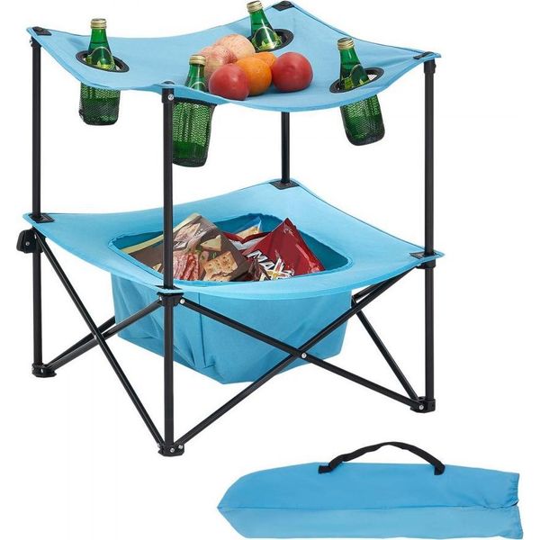 Tavolo Portatile Pieghevole Per Picnic - Tavolo Da Buffet In Tessuto Oxford - 56 Cm, Blu-image