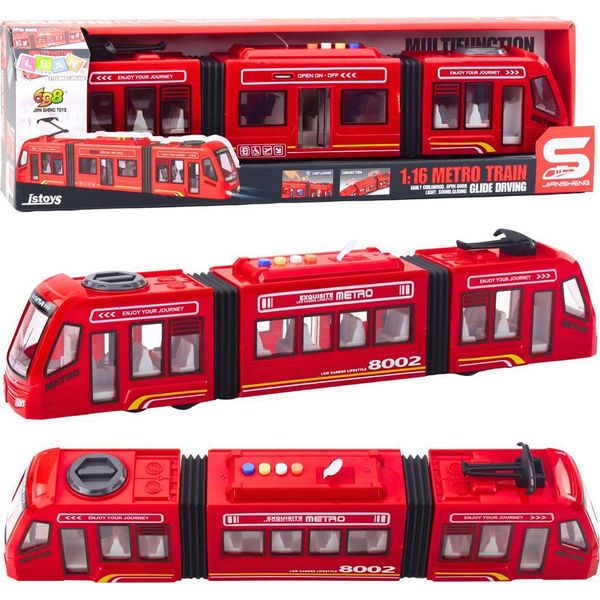 Metro City Tram Porte Aperte Luci Suoni Rosso 1:16-image