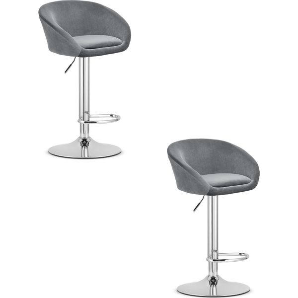 Hocker East - Velluto Grigio / Base Cromata X 2-image