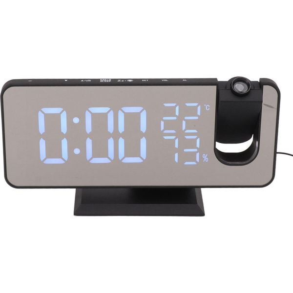 Radio Fm Led Sveglia Intelligente Digitale Sveglia A Proiezione Digitale A Led Per Camera Da Letto Corpo Nero Carattere Nero-image
