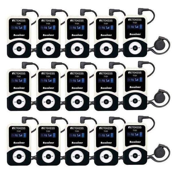 Retekess T131 Sistema Di Guida Turistica Ricevitore, Compatibile Con Il Sistema Audio T130, 60M, Autonomia 18H, 99 Canali, Custodia In Metallo, Per Visite Scolastiche 15 Pezzi-image
