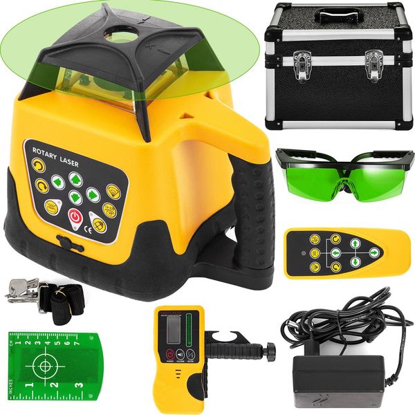 Succebuy Livella Laser Rotante A Raggio Verde Portata 500M Inclinazione Regolabile 360° Ruotabile Accurata Con Telecomando Ricevitore Custodia Per Il Trasporto-image