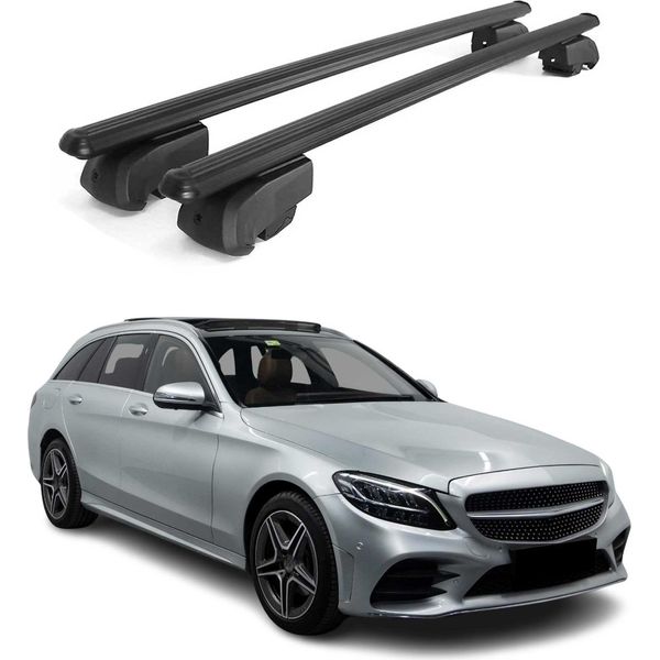Portapacchi Portapacchi Per Mercedes Classe C S205 2014-2021 Alluminio Nero Abe 2X-image