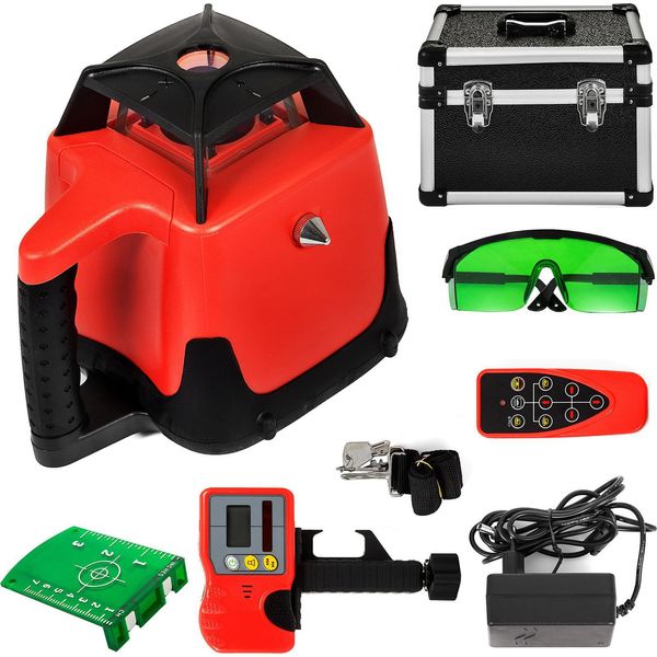 Succebuy Livella Laser A Raggio Verde, Auto-Rotante, Set Di Livellamento Automatico, Strumento Laser Professionale Ad Alte Prestazioni Con Ricevitore, Telecomando, Custodia Per Il Trasporto-image