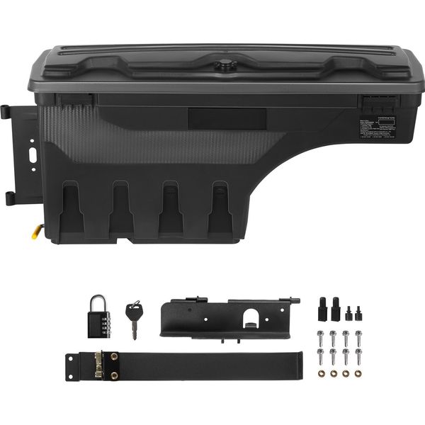 Succebuy Cassetta Portaoggetti Per Il Letto Di Carico, Coperchio Con Serratura, Cassetta Porta Attrezzi Impermeabile In Abs Per Passaruota Da 6,6 Gal/20 L Con Lucchetto Con Password, Compatibile Con Tundra 2007-2021, Lato Guida, Nero-image