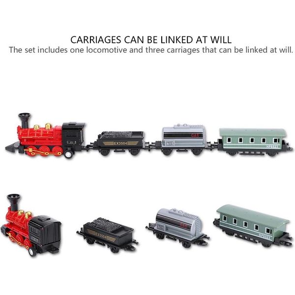 Classico In Lega Di Plastica Simulato Treno A Vapore Tirare Indietro Modello Bambino Giocattolo Regalo (Rosso)-image