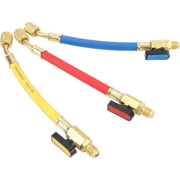 R134A R410A R22 R12 Tubi Flessibili Di Carica Set Di Tubi Flessibili Per Refrigeranti Con Valvola A Sfera Con Codice Colore Per La Manutenzione Hvac Ac-image