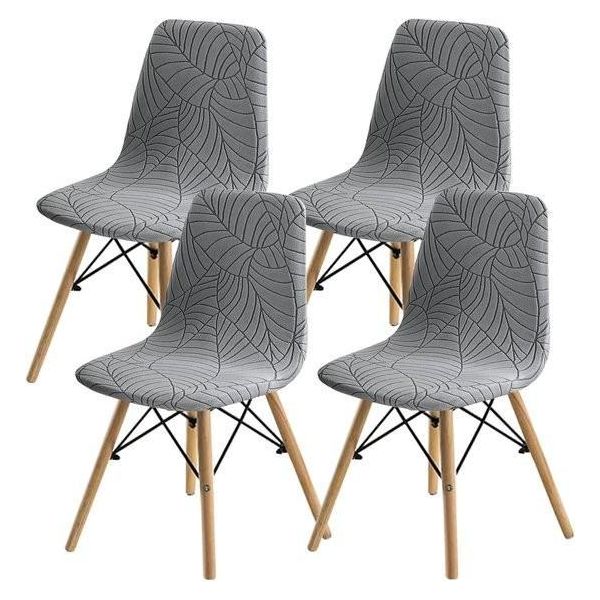 Fodere Per Sedie Da Pranzo, 2/4/6 Pezzi, Fodere Per Sedie Da Pranzo A Conchiglia In Stile Moderno Di Metà Secolo, Fodere Per Sedie Trapuntate Per Sedie Laterali D'accento Della Sala Da Pranzo (Grigio Chiaro1, 4 Pezzi)-image