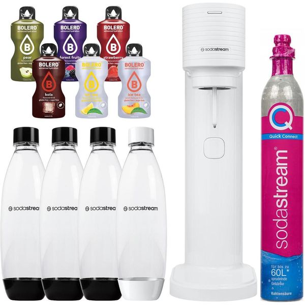 Sodastream Spumantizzatore Gaia White Una Bottiglia + Bottiglie 3 Pezzi Nere 1L Fuse + Bolero-image