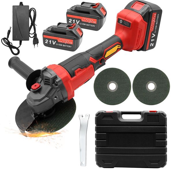 Smerigliatrice Angolare Senza Spazzole Da 18V 125MM 860W - A Batteria, Potente Con 2 Batterie E Accessori-image