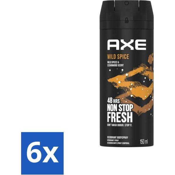 Axe - Deodorante Spray Per Il Corpo - 48 Ore Non Stop Fresh - Wild Spice - Spezie Selvatiche E Legno Di Cedro - 150 Ml - Value Pack - 6 Pezzi-image