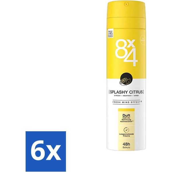 8 X 4 Deodorante Spray - Splashy Citrus - Deodorante - Profumo Di Agrumi - 150 Ml - Confezione Risparmio - 6 Pezzi-image