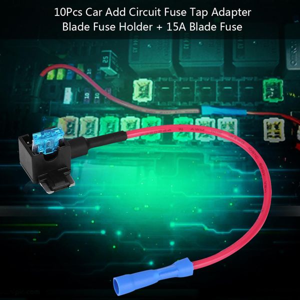 10Pcs Auto Aggiungi Circuito Fusibile Tap Adapter 15A Micro Mini Blade Fuse Holder-image