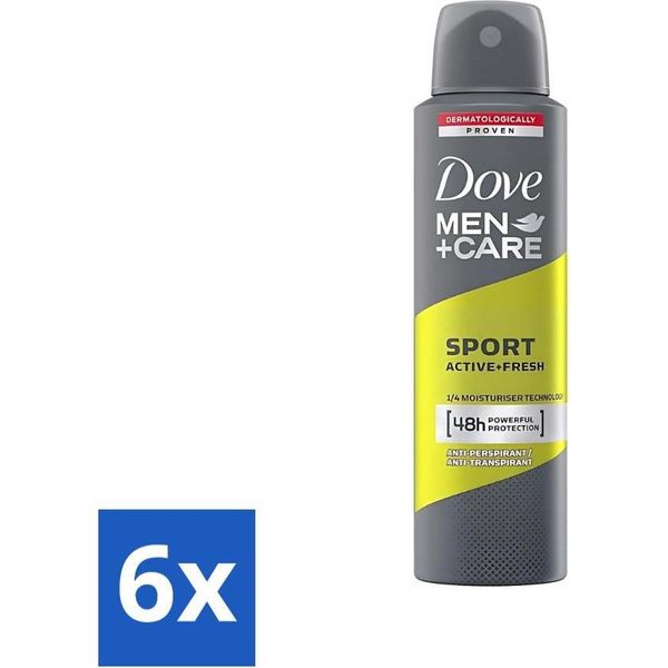 Dove - Deodorante - Men Care Sport Active Fresh - Rinfrescante Ed Energizzante - 150 Ml - Confezione Risparmio - 6 Pezzi-image