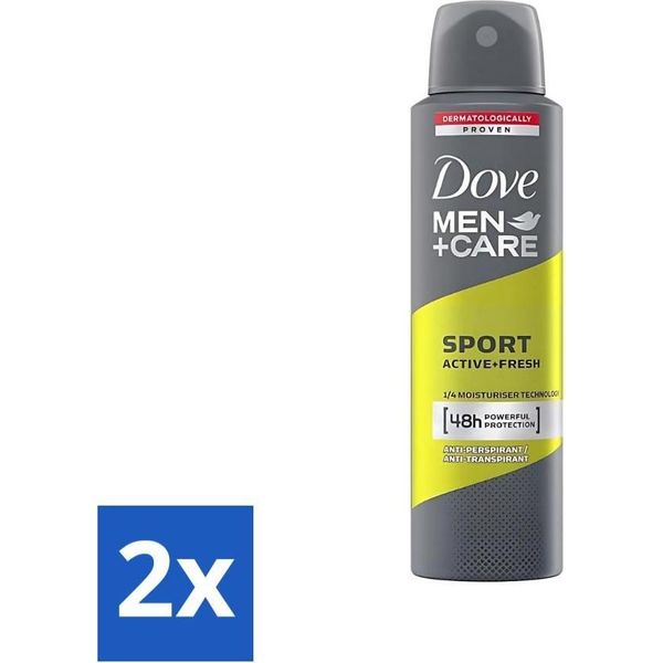 Dove - Deodorante - Men Care Sport Active Fresh - Rinfrescante Ed Energizzante - 150 Ml - Confezione Risparmio - 2 Pezzi-image