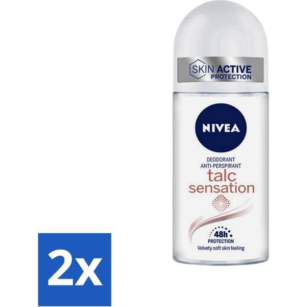 Nivea - Deo Roll-On - Talco Sensation - Antitraspirante - 50 Ml - Confezione Risparmio - 2 Pezzi-image