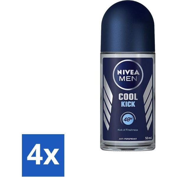 Nivea - Deo Roll-On - Uomo - Cool Kick Fm - Antitraspirante - 50 Ml - Confezione Risparmio - 4 Pezzi-image