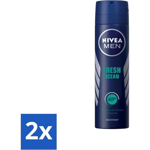 Nivea Men Deodorant Spray - Fresh Ocean - 48 Ore Di Lunga Durata - 150 Ml - Confezione Risparmio - 2 Pezzi-image