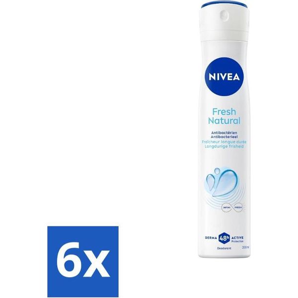 Nivea - Deodorante Spray - Uomo - Fresco Naturale - 48 Ore Di Lunga Durata - 200 Ml - Confezione Risparmio - 6 Pezzi-image