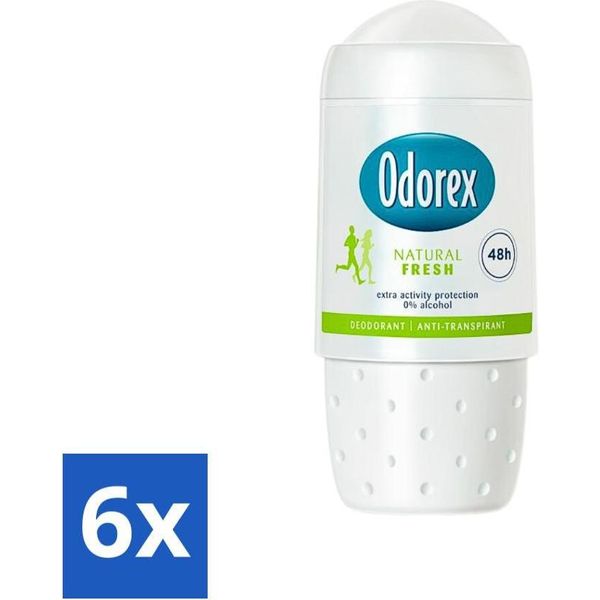 Odorex - Deodorante Roll-On - Naturalmente Fresco - Fresco E Naturale - 50 Ml - Confezione Risparmio - 6 Pezzi-image