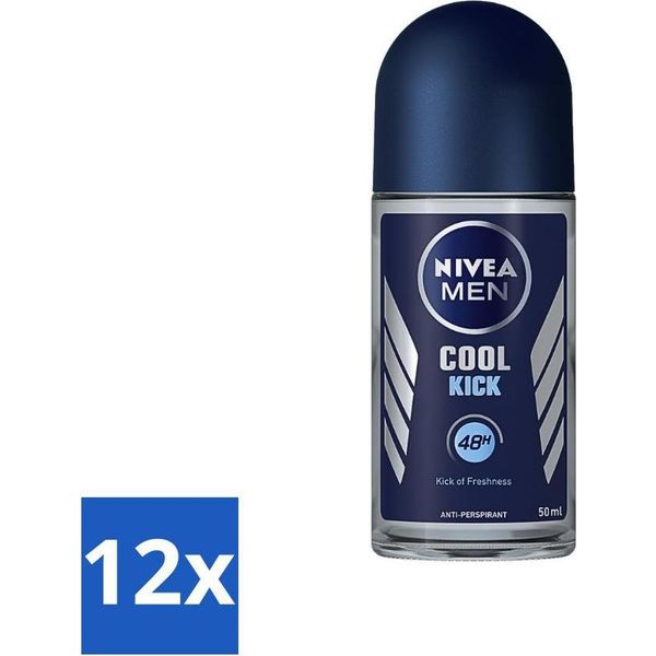 Nivea - Deo Roll-On - Uomo - Cool Kick Fm - Antitraspirante - 50 Ml - Confezione Vantaggiosa - 12 Pz-image