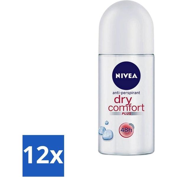 Nivea - Deodorante - Roller - Dry Comfort - Efficacia 48 Ore - 50 Ml - Confezione Risparmio - 12 Pezzi-image