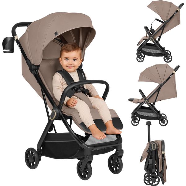 Lionelo Buggy Bess Passeggino Da 6 Mesi A 22 Kg, Pieghevole, Ruote A 360°, Leggero 7,5 Kg - Beige-image