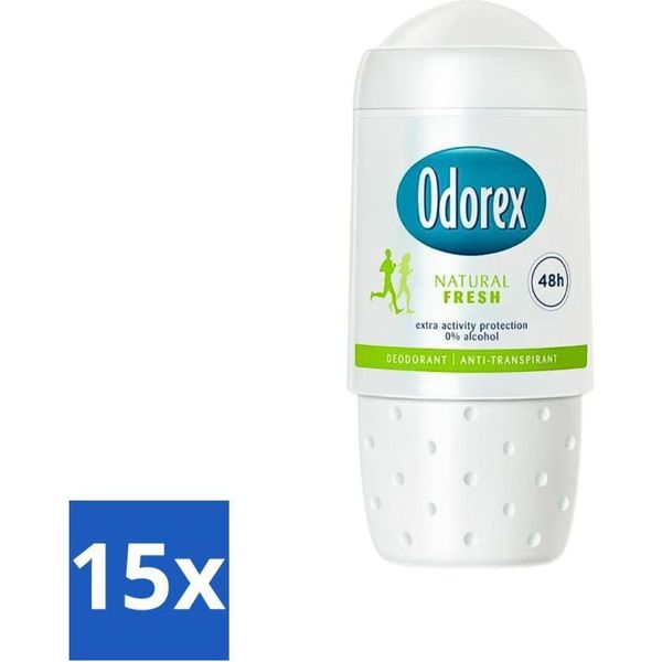Odorex - Deodorante Roll-On - Naturalmente Fresco - Fresco E Naturale - 50 Ml - Confezione Risparmio - 15 Pezzi-image