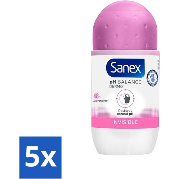 Sanex - Deodorante - Dermo Invisibile - Visibile E Invisibile - 50 Ml - Confezione Risparmio - 5 Pezzi-image