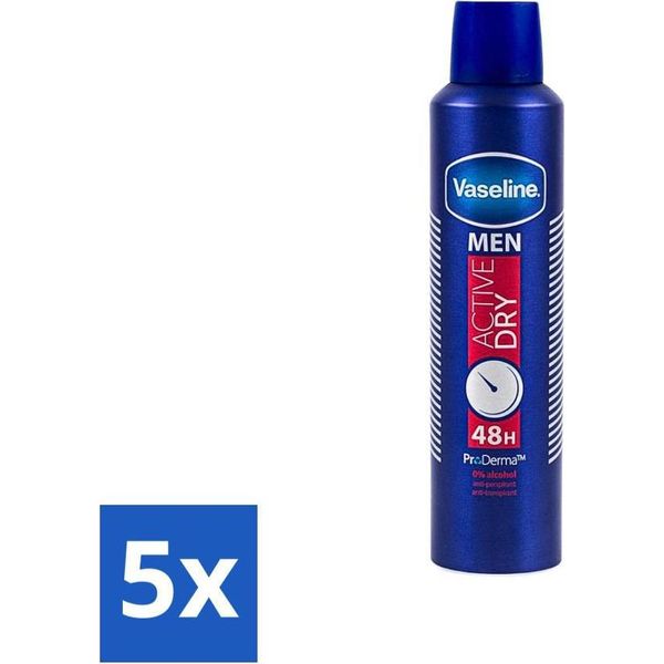 Vaselina - Uomo Active Dry - Deodorante Spray - Antitraspirante - 250 Ml - Confezione Risparmio - 5 Pezzi-image