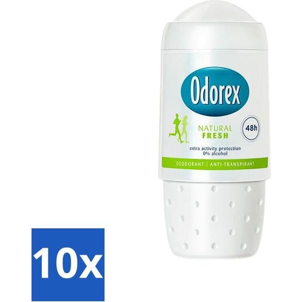 Odorex - Deodorante Roll-On - Naturalmente Fresco - Fresco E Naturale - 50 Ml - Confezione Risparmio - 10 Pezzi-image