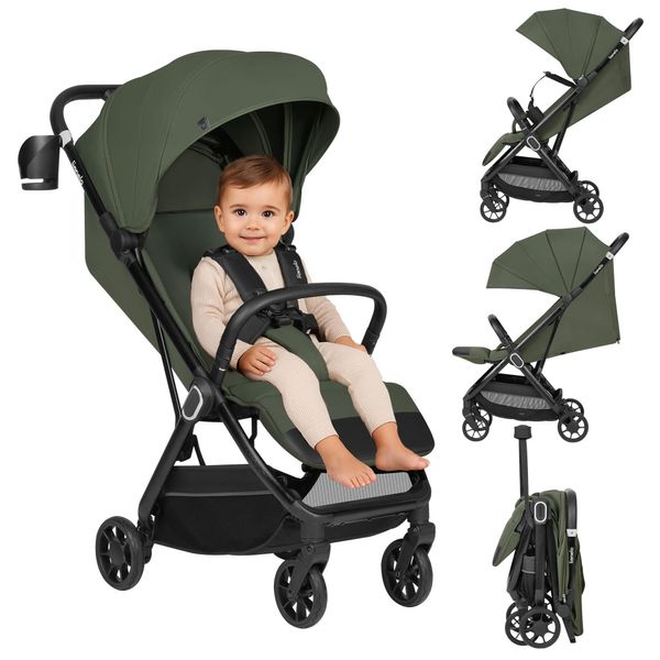 Passeggino Lionelo Buggy Bess Da 6 Mesi A 22 Kg, Pieghevole, Ruote A 360°, Leggero 7,5 Kg - Verde-image