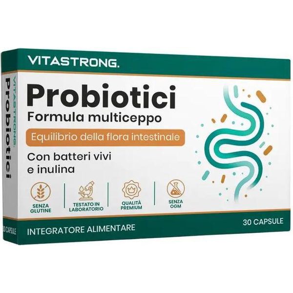 Vitastrong Probiotics - Formula Multiceppo Per La Salute Dell'apparato Digerente E L'equilibrio Intestinale - 30 Capsule-image