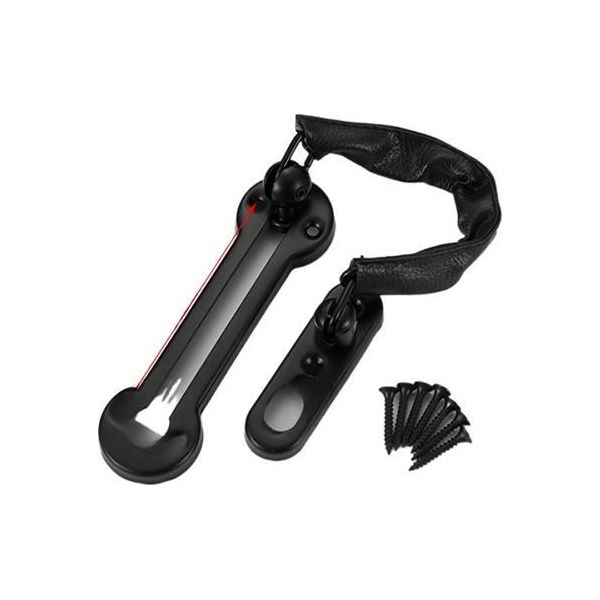 Inf Catena Di Sicurezza Per Porta In Acciaio Inox Nero Con Viti - Sicurezza Per Hotel E Casa-image