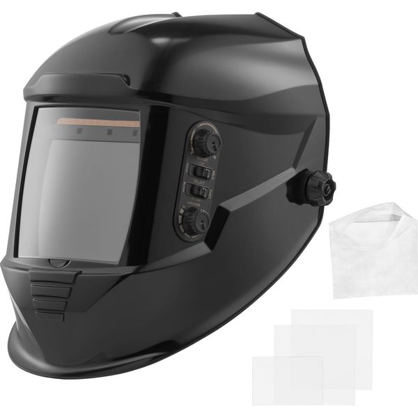Casco Per Saldatura Automatico Vevor, 100X95 Mm True Color, Maschera Per Saldatura Solare 1/1/1/1, 4 Sensori D'arco, Din 4/5-9/9-13, Per Saldatura Tig Mig Arc Smerigliatura Taglio - Serie Metis, Nero-image