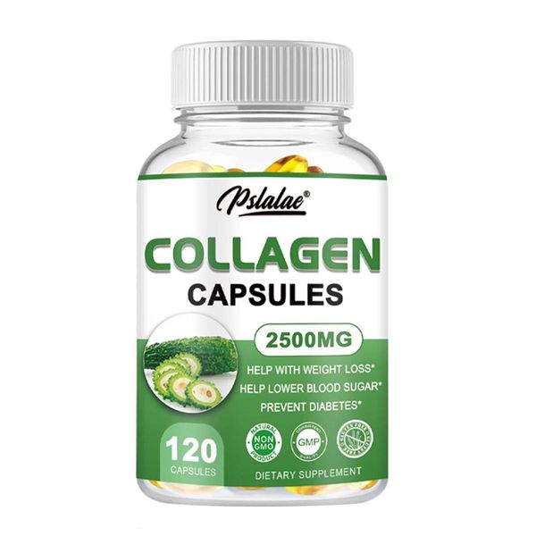 Capsule Di Collagene 2500Mg (120 Capsule) Integratore Alimentare, Disintossicazione, Pulizia, Zucchero Nel Sangue, Sistema Immunitario, Peso-image