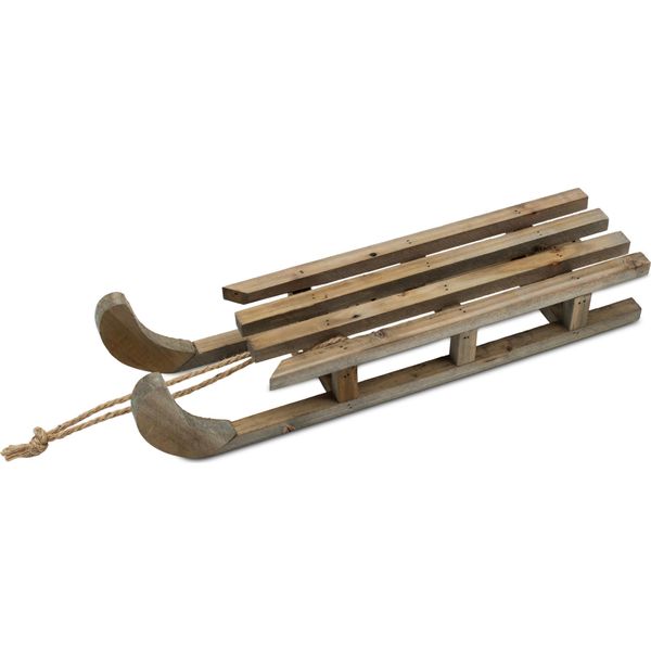 Slitta Decorativa In Legno Naturale Con Corda - 46 X 12 Cm - Slitta Decorativa In Legno Con Corda Naturale Per L'artigianato E La Decorazione-image