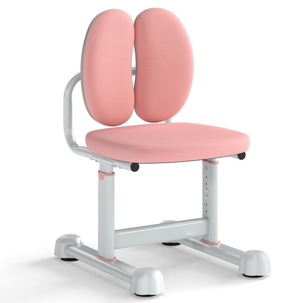 Sedia Da Scrivania Per Bambini Costway, Altezza Seduta 35-43 Cm, Sedia Da Scrivania Per Bambini Con Schienale, Sedia Da Ufficio, Sedia Per Bambini Da 3+, Rosa-image