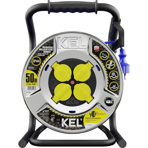 Avvolgicavo 50M Heavy Line Blu Con Tamburo In Metallo E 4 Prese Da 230 V-image