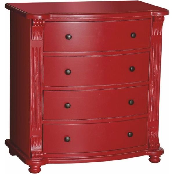 Casa Padrino Cassettiera In Stile Country Con 4 Cassetti Rosso 80 X H. 100 Cm - Mobili In Stile Country-image