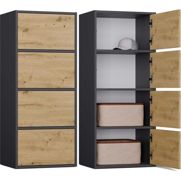 Cassettiera, Antracite / Rovere Artigianale, 50 X 119 X 40 Cm-image