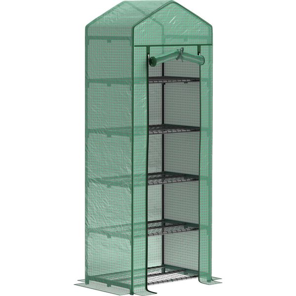 Serra Outsunny Con Porta Avvolgibile, Ripiani, Serra In Pellicola D'acciaio Resistente All'inverno, Serra Per Balcone, Giardino, Casa Per Pomodori 69 X 49 X 193 Cm, Serra Per Pomodori, Ortaggi, Fiori, Verde-image