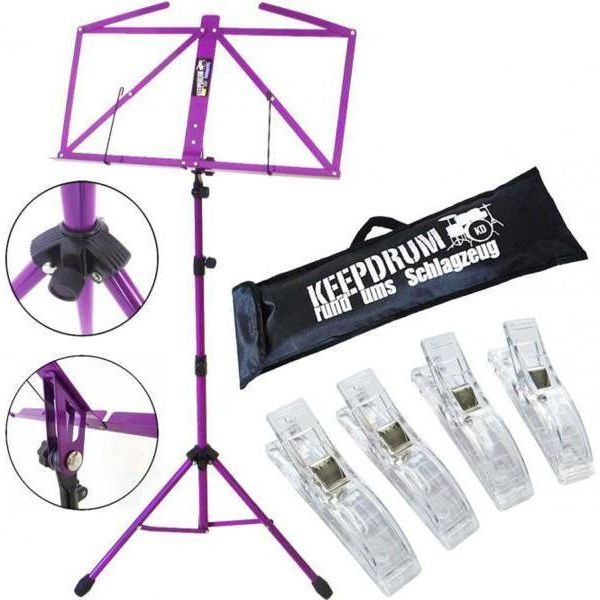 Keepdrum MUS3FL Leggio Viola Con 4 Morsetti Per Musica-image